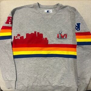 Size L Starter Mens Gray Los Angeles California Super Bowl Crewneck Sweatshirt